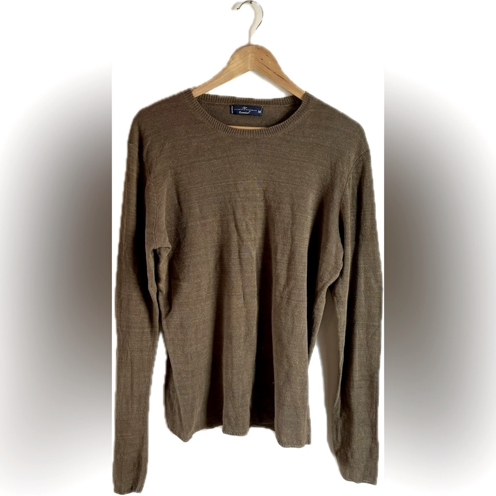 Gathered Resources Ramie Cotton Brown Crewneck Sweater